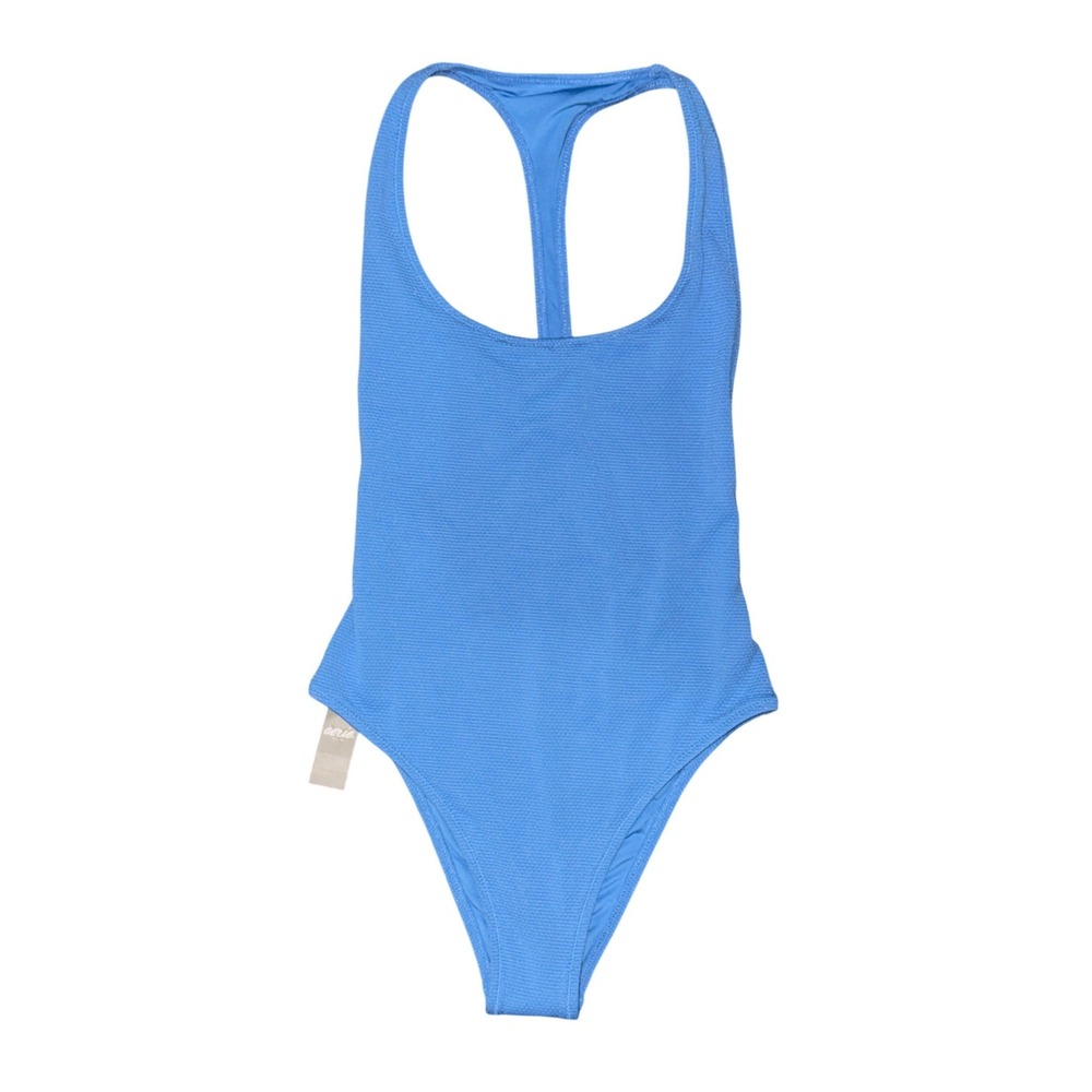 Aerie Racerback Crinkle Textured One Piece Swimsuit High Cut Summer Beach Resort